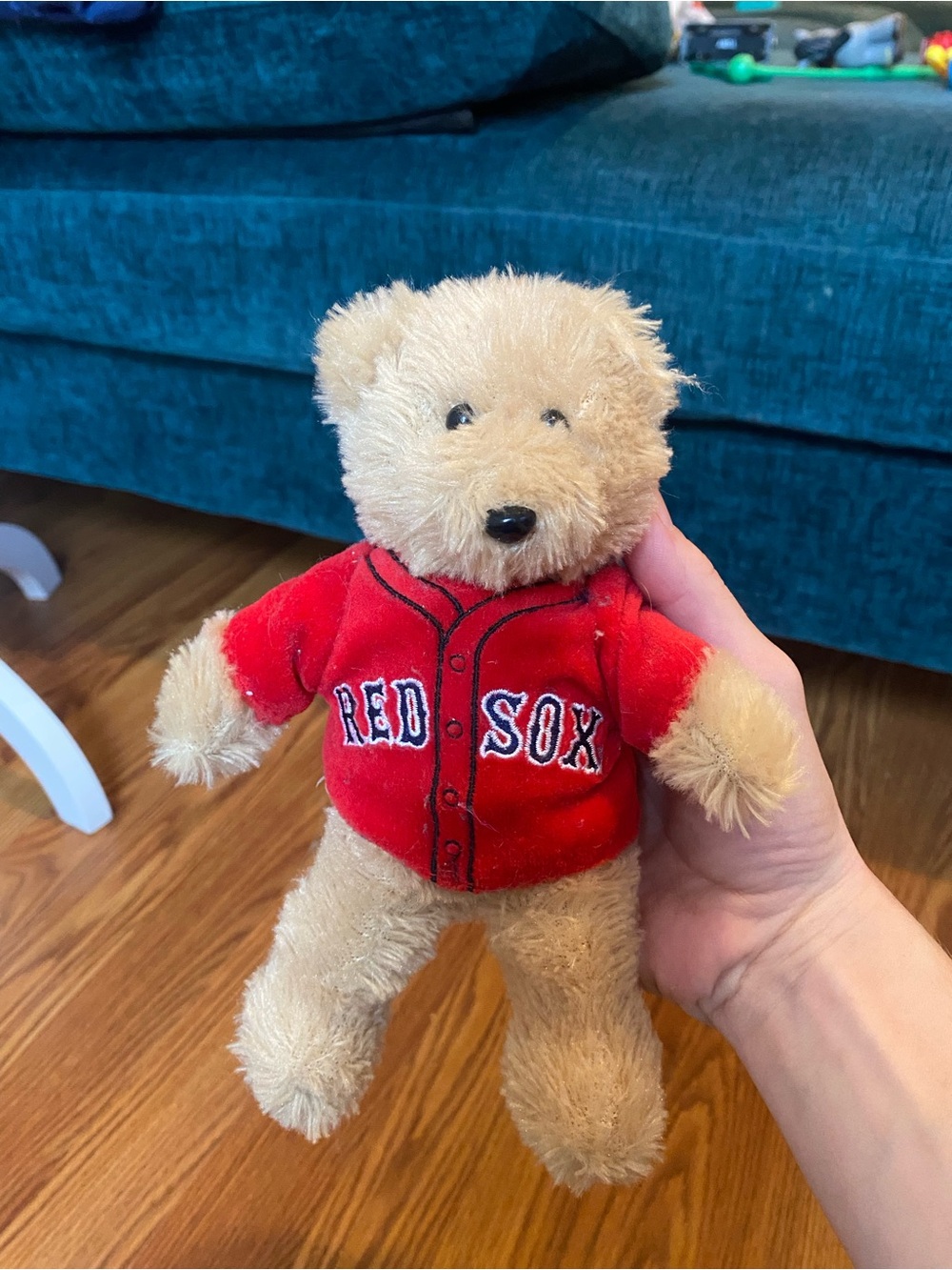 Forever Collectibles Tan Teddy Bear in Red Red Sox Jersey